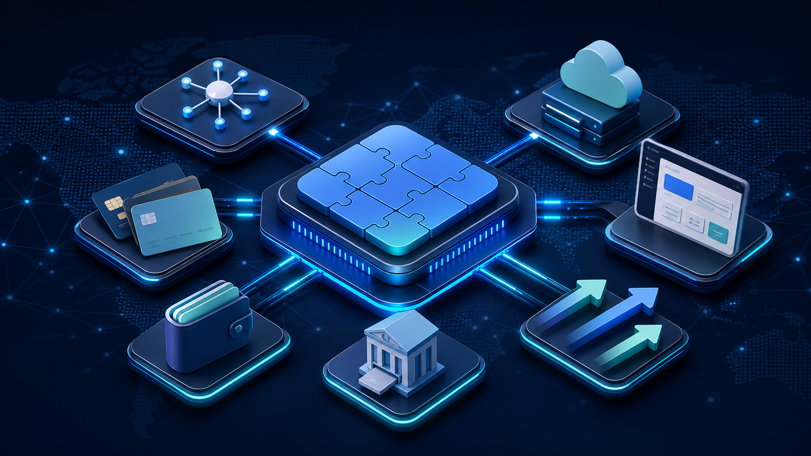 Fintech infrastructure for acquiring, banking, payment rails and white-label products